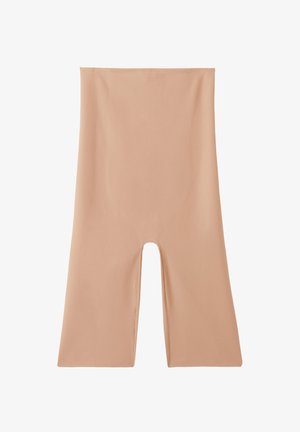 Nude högmidjade shorts i glatt stretchtyg, med en skärning vid mitten av låret och en sömlös midja för komfort.