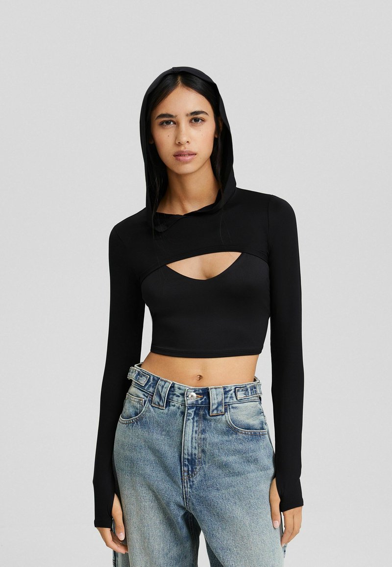 Bershka WITH ARM WARMERS Kapuzenpullover black/schwarz Zalando.at