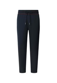 Marine joggerbroeken met een gestructureerde afwerking, elastische tailleband met rode accenten en trekkoordsluiting. Rechte pijpdesign, zonder zakken.