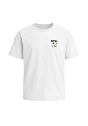 Neverless, HERREN T-SHIRT - DESIGN MINIMAL BLOSSOM - OVERSIZED RELAXED FIT - T-Shirt print - weiß