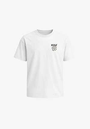Neverless, HERREN T-SHIRT - DESIGN MINIMAL BLOSSOM - OVERSIZED RELAXED FIT - Print T-shirt - weiß
