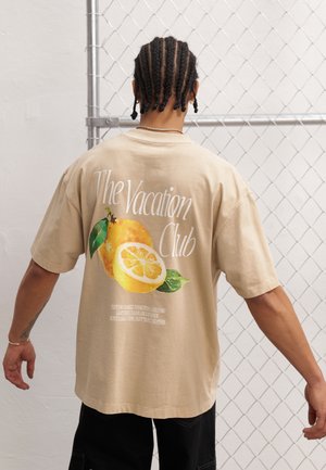T-shirt med print - tan