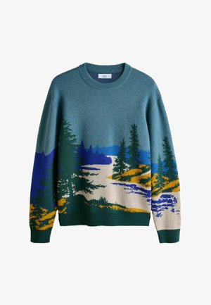 Next, REGULAR FIT - SCENIC KNITTED CREW NECK JUMPER - Strickpullover - blue green
