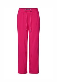 Rosa, lätta joggers med elastiskt midjeband, dragsko och rak bendesign. Slät textur, inga synliga mönster eller detaljer.