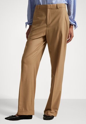 WOOL-BLEND STRAIGHT-LEG PANT - Tygbyxor - camel