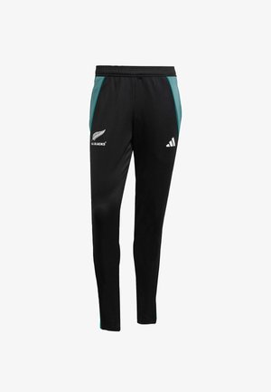 Czarne spodenki sportowe z turkusowymi panelami bocznymi, elastycznym pasem i detalami z logo. Wykonane z rozciągliwej, teksturowanej tkaniny zapewniającej komfort.