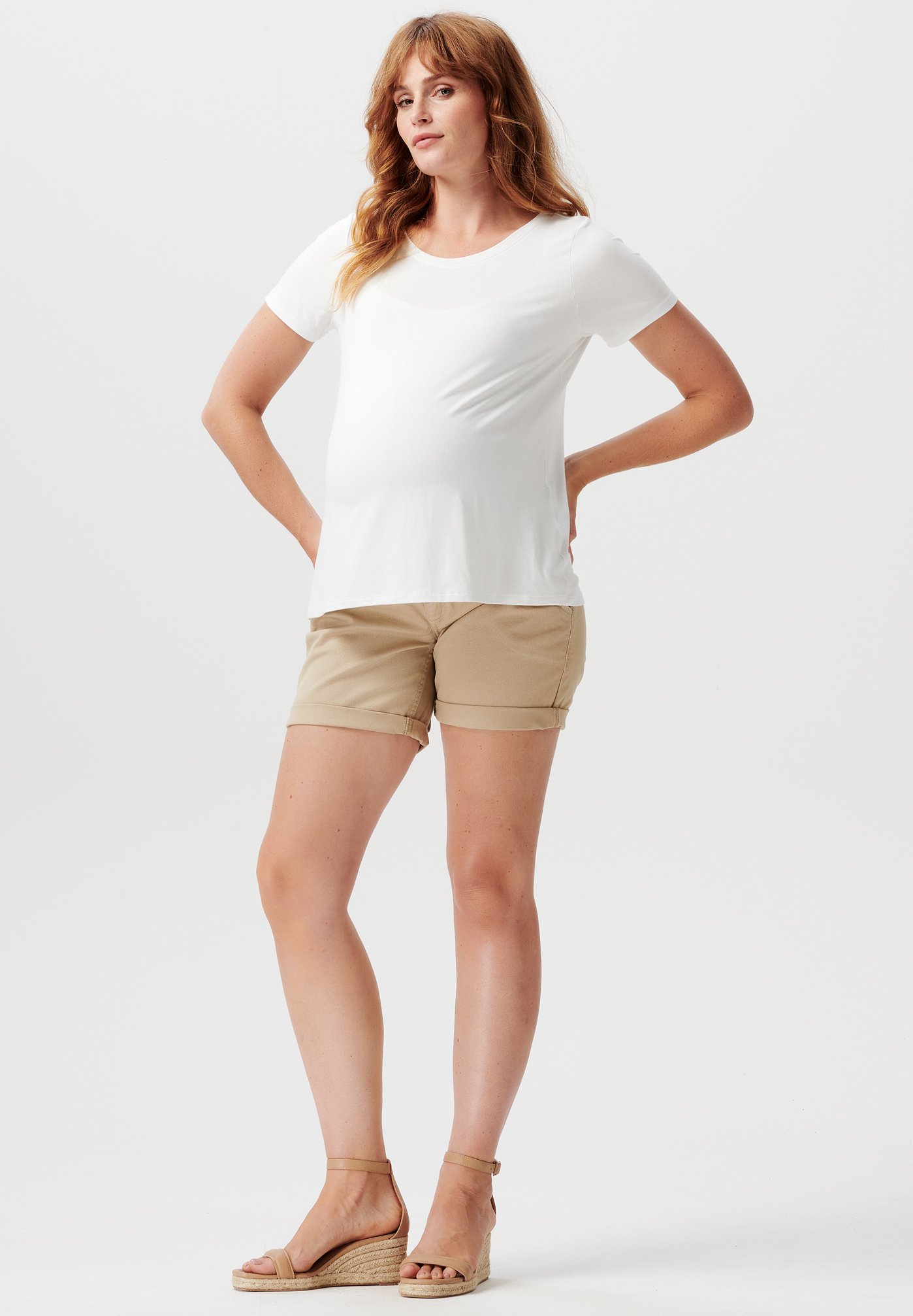 Noppies baby regular fit short Newington met all over print beige/wit