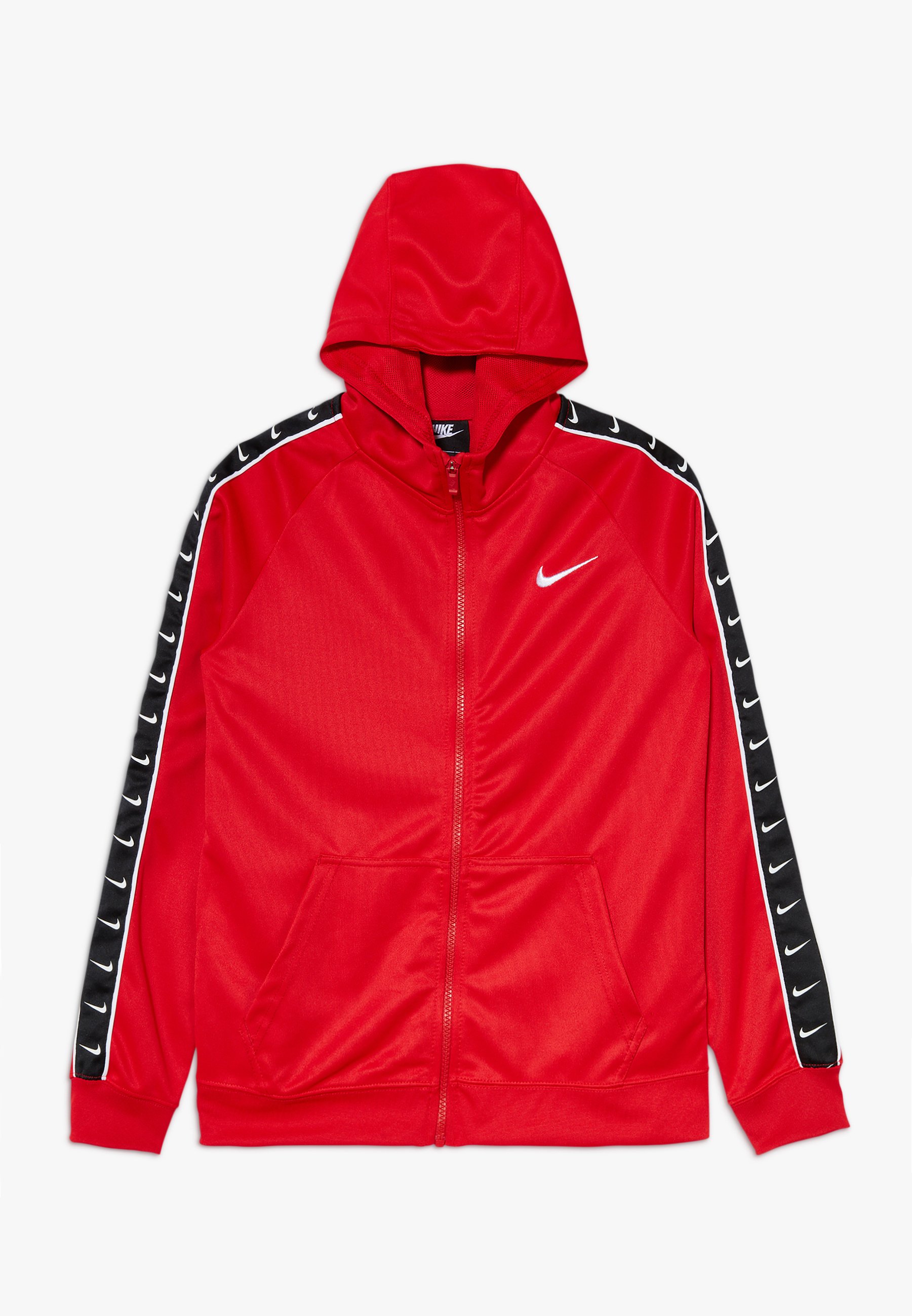 red nike tape hoodie