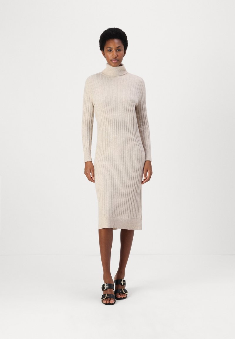 pure cashmere TURTLENECK MAXI DRESS - Sarafanas - oatmeal