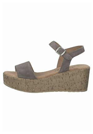 Sandalen met sleehak - taupe