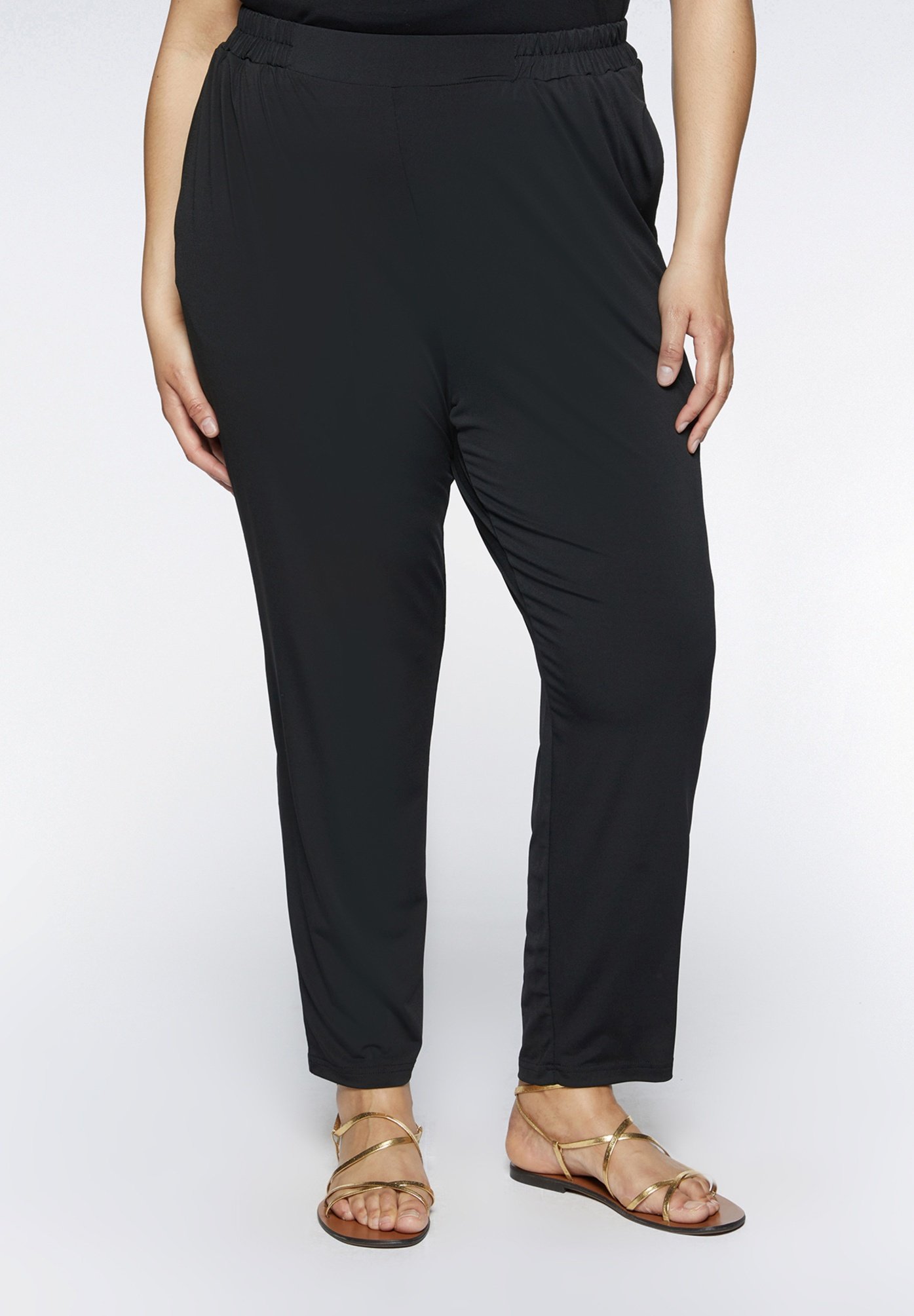 Pantaloni A Vita Alta Curvy Elastico Pantaloni Estivi Donna Curvy Elastico  Pantaloni Vita Alta, image size:1395x2009