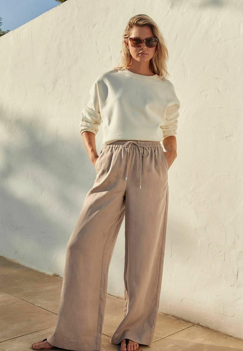 Next - PREMIUM WIDE LEG - Pantalon classique - taupe brown, Agrandir