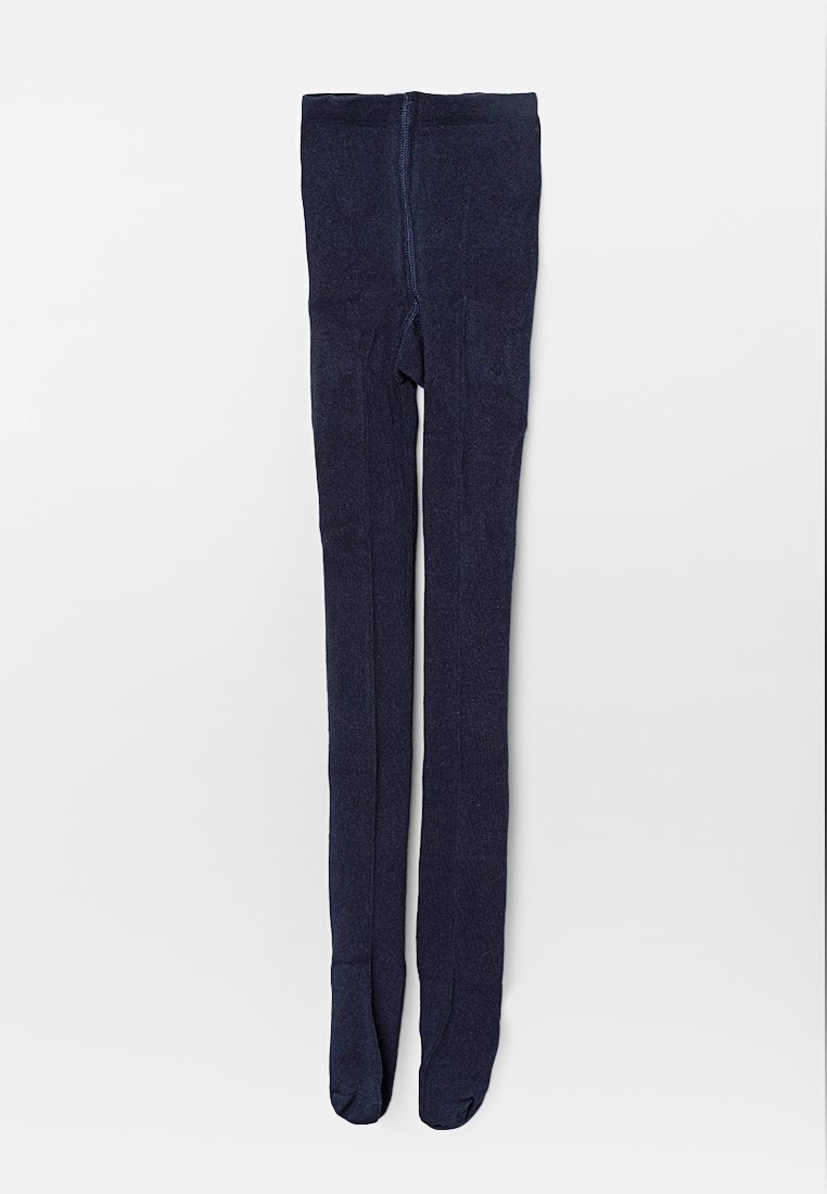 Navyblauwe tights van textuurstof, met een volledige lengtedesign, een naadloze teen en een verstevigde tailleband aan de achterkant.