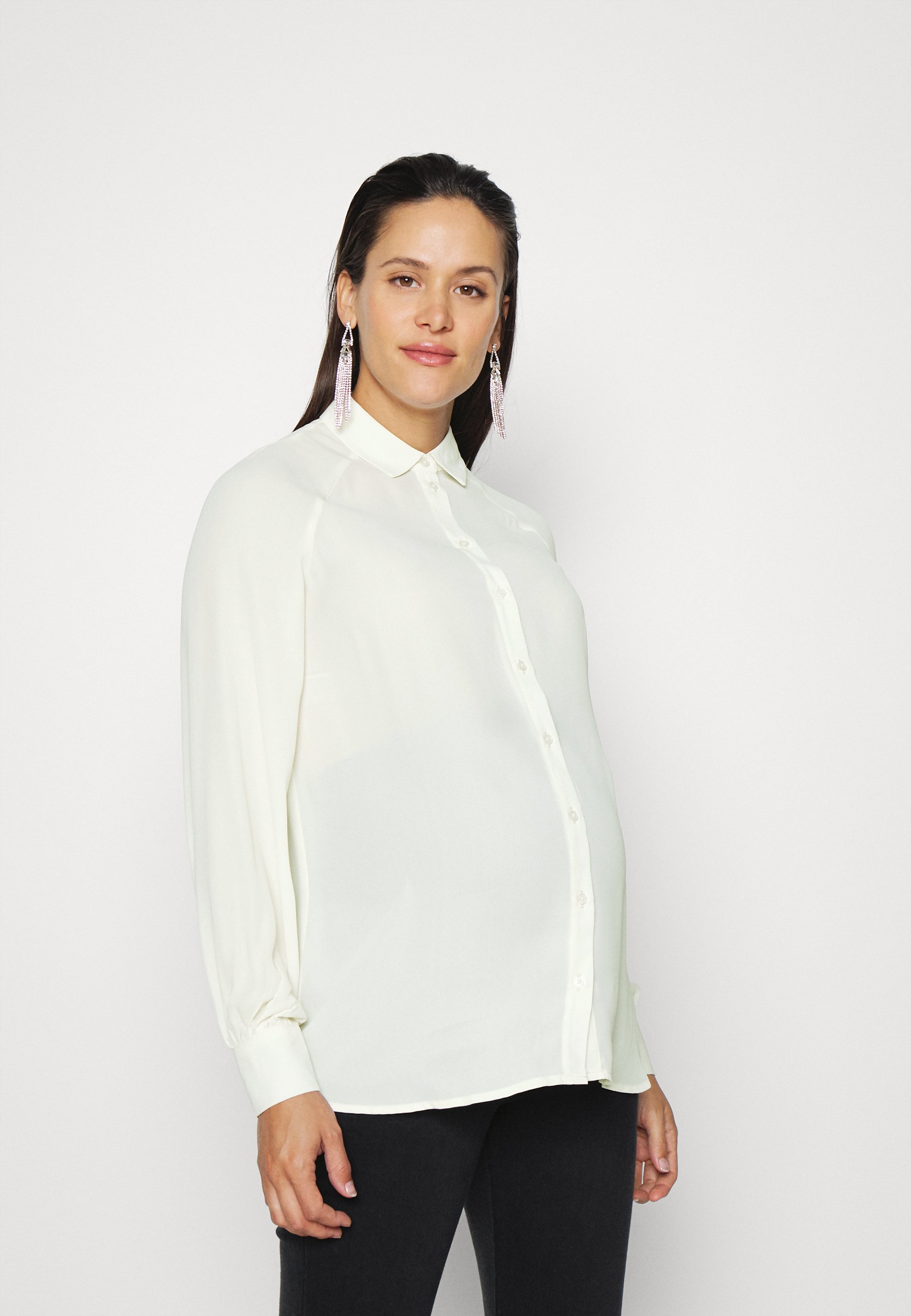 maternity white button down