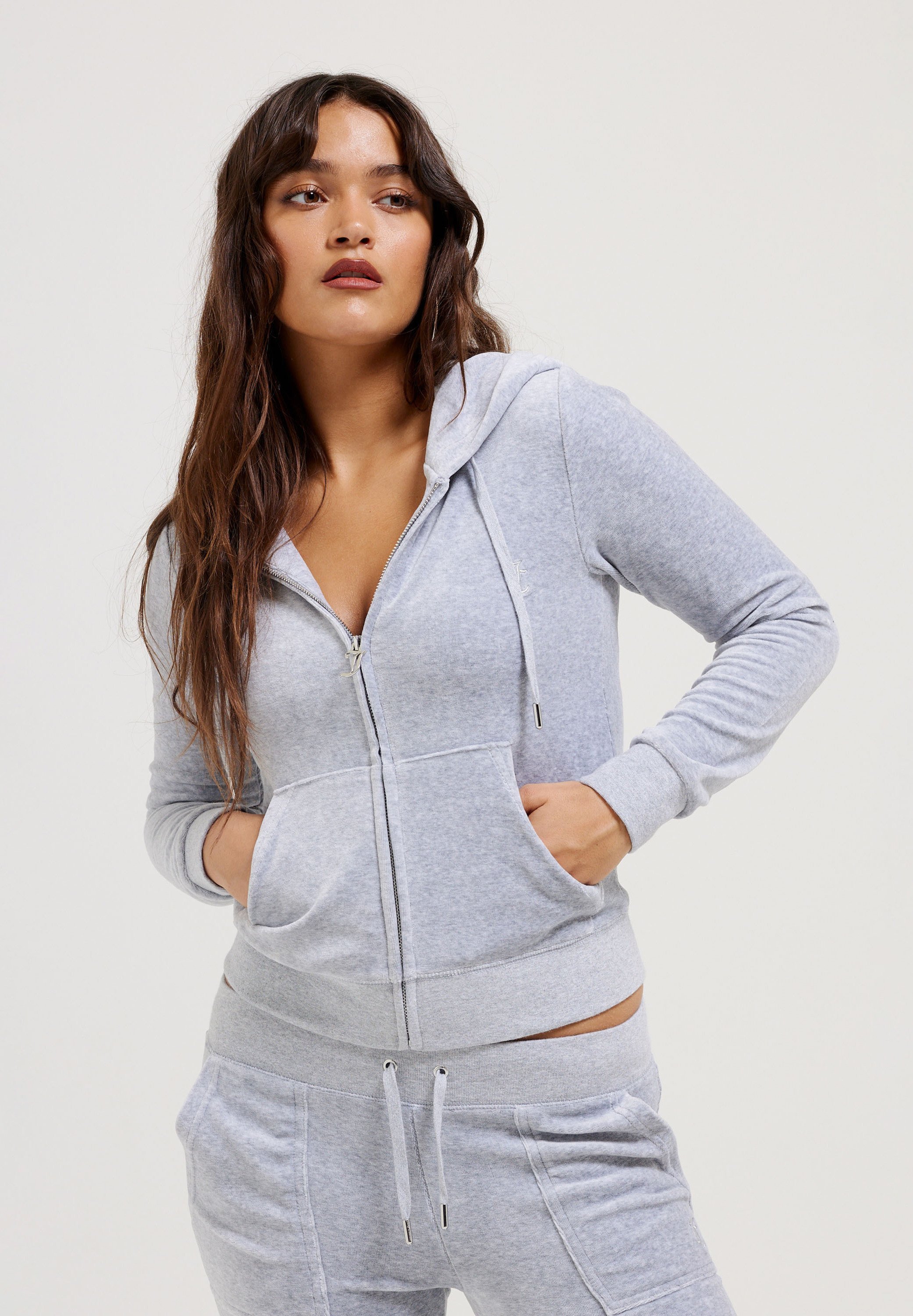 Juicy Couture Zip-up sweatshirt - silver marl/grey - Zalando