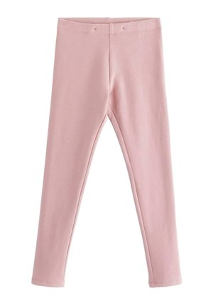 Lyserøde bomuldsleggings med en strækbar talje, uden lukninger, slank pasform og glat tekstur. Forstærket syning langs sømmene.