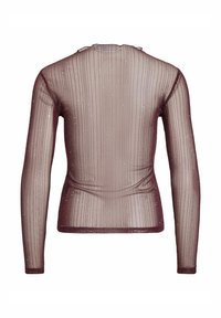 Tunique longue à manches longues en mauve profond avec des rayures verticales et des accents de paillettes subtiles. Présente un col rond et une silhouette ajustée.