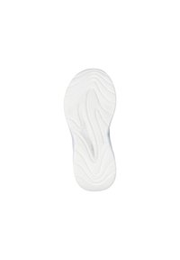 Sole di sneaker bianca con motivi di battistrada ondulati e design di grip testurizzato su uno sfondo bianco semplice.