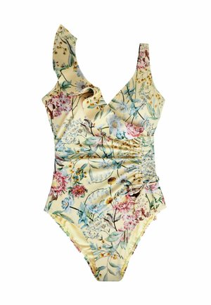 FRILL WRAP TUMMY CONTROL   TALL -REGULAR FIT - Uimapuku - yellow floral