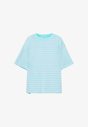 PULL&BEAR, OVERSIZE SHORT SLEEVE - T-SHIRT - T-shirt print - light blue