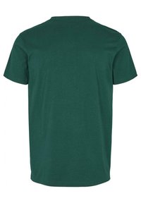 Grön bomullströja med rund hals och korta ärmar. Baksidan är enfärgad utan några mönster eller dekorationer.