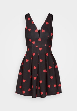 WAL G. VALENTINES ELLE HEART SKATER - Rochie din jerseu - black/red