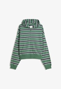 Bershka STRIPED Zip-up sweatshirt evergreen - Main Image