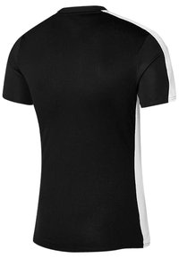 T-shirt a maniche corte con corpo nero e dettagli bianchi ai lati, realizzata in un tessuto leggero e morbido, con scollatura rotonda.