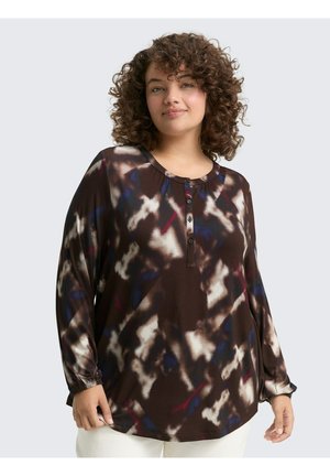 Blouse - brown blurry argyle