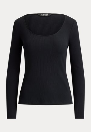 Lauren Ralph Lauren, RIB KNIT LONG SLEEVE SCOOPNECK TEE - Блуза с дълги ръкави - black