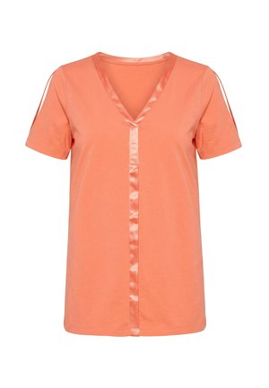 MIAMODA, T-SHIRT, COMFORT FIT, SATIN-EINSATZ, CUTOUT AM HALBARM - T-shirt print - coral