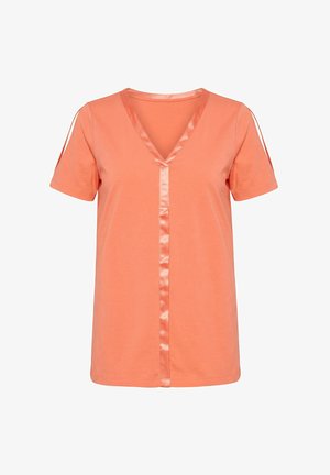 MIAMODA, T-SHIRT, COMFORT FIT, SATIN-EINSATZ, CUTOUT AM HALBARM - Camiseta estampada - coral