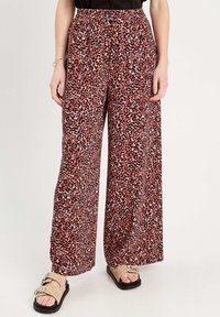 Pantalons à jambe large avec un motif léopard coloré, dotés d'une taille élastique et d'un tissu doux et texturé.