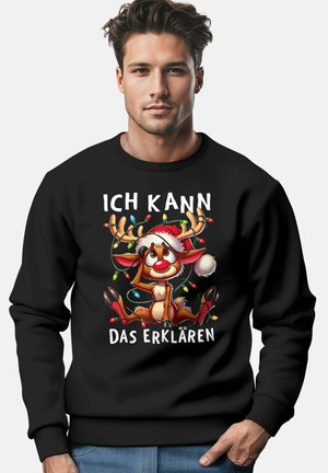 MoonWorks WEIHNACHTS LUSTIG RENTIER WAR AUSVERKAUFT EINHORN - Sweatshirt - schwarz