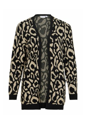 VILA, KNITTED CARDIGAN VITIF OPEN - Gilet - black beauty