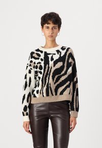 Vero Moda VMKAI O NECK  - Strikkegenser - birch/silver mink/black