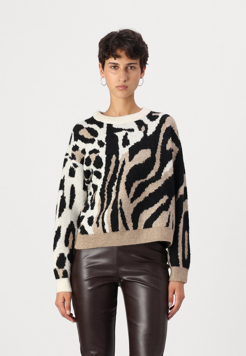 Vero Moda VMKAI O NECK  - Strikkegenser - birch/silver mink/black