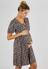 JoJo Maman Bébé - DITSY PRINT V-NECK  MATERNITY - REGULAR FIT - Blusenkleid - black floral Thumbnail-Bild 1