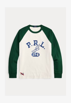 Polo Ralph Lauren CUSTOM SLIM FIT JERSEY BASEBALL T-SHIRT - Maglietta a manica lunga - white/new forest
