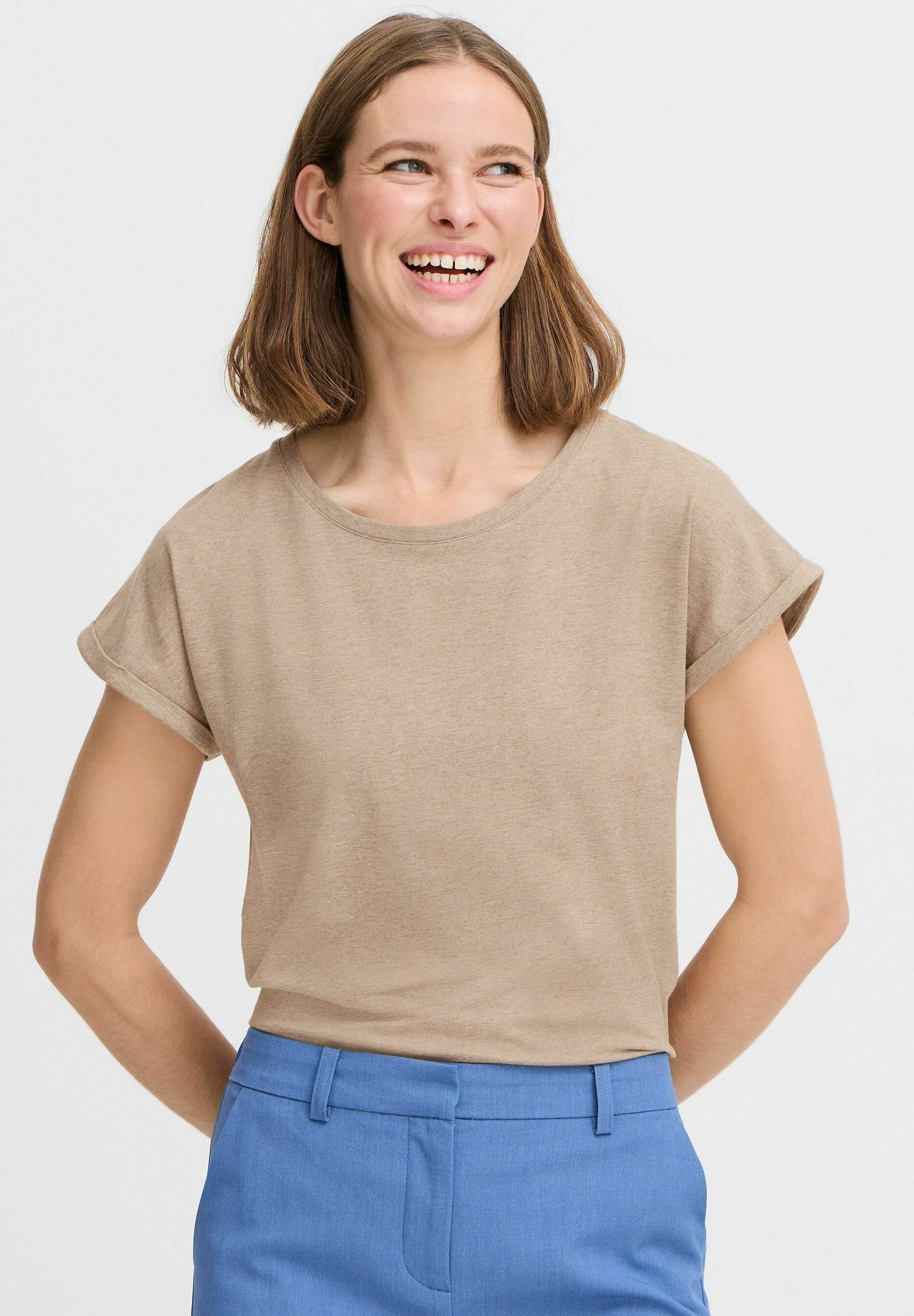 売れ筋商品|||ビーヤング Tシャツ レディース トップス BYPamila - Basic T-shirt - roasted cashew melange b.young BYPamila - T-Shirt basic - roasted cashew melange