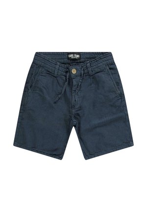 Navyblauwe shorts van zachte stof, met een elastische tailleband, een trekkoord en een knoopsluiting, en twee zijzakken.