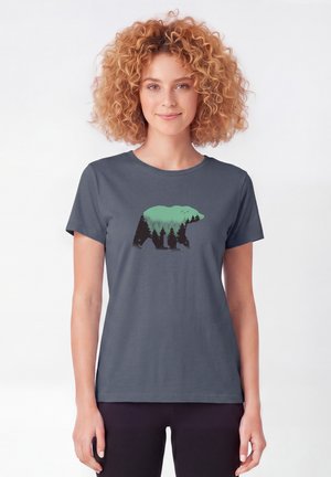 watapparel, WALDBÄR - T-shirt print - blue grey