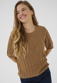 Kaffe T-shirt print - toasted coconut