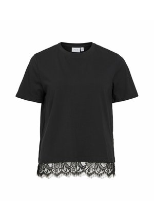 VILA, VINORA S/S LACE T-SHIRT - NOOS - T-shirt imprimé - black beauty
