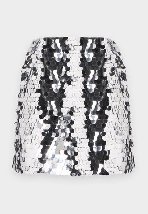 Noisy May, NMSMILA MINI SEQUIN SKIRT - Μίνι φούστα - silver coloured