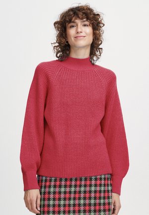 b.young MIT BALLONÄRMELN STEHKRAGEN - Strickpullover - rot
