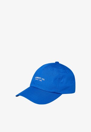 Blue cotton baseball cap featuring embroidered white text "ELEMENT CO. SINCE 1992" on the front, with a curved bill and adjustable strap.