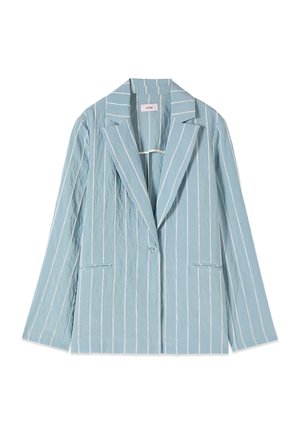 Oltre, GIACCA DESTRUTTURATA GESSATA EFFETTO CRICKLE - Blazer - azzurro