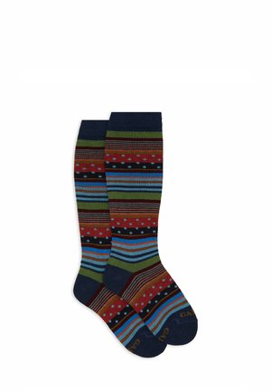 LUNGHE FANTASIA MIX RIGHE E POIS - Calzettoni - blue