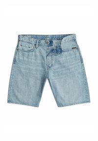 Bermuda in denim azzurro chiaro con una vestibilità comoda, cinque tasche, chiusura con bottone e cuciture resistenti. Presenta un logo G-Star sulla vita.